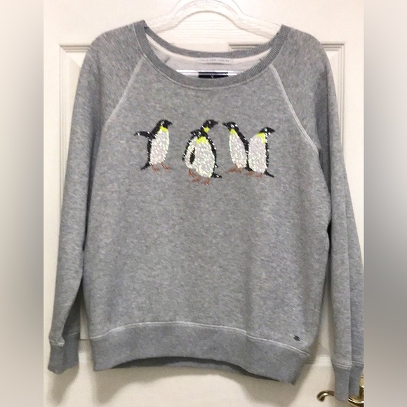 American Eagle Cozy Sequined Penguin Sweatshirt - Picture 10 of 16
